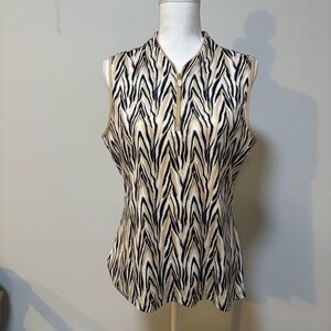 Greg Norman Women’s PlayDry Sleeveless Zip Top Large Animal Print Tennis Golf